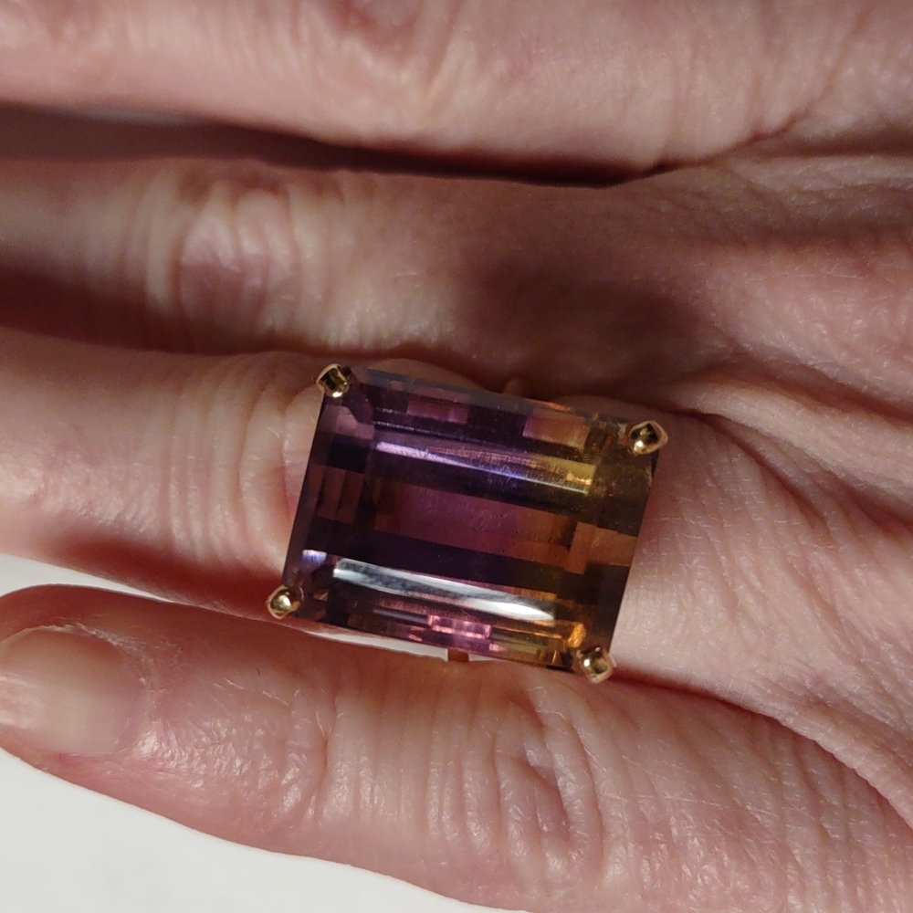 Ametrine ring 14kt yellow gold Large Statement Ring - Picture 3 of 17